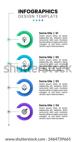 Infographic template with icons and 4 options or steps. Vertical line. Can be used for workflow layout, diagram, banner, webdesign. Vector illustration