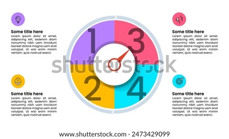 Infographic template with icons and 4 options or steps. Pointer. Can be used for workflow layout, diagram, banner, webdesign. Vector illustration