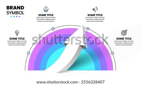 Infographic template with icons and 4 options or steps. Arrow. Can be used for workflow layout, diagram, banner, webdesign. Vector illustration