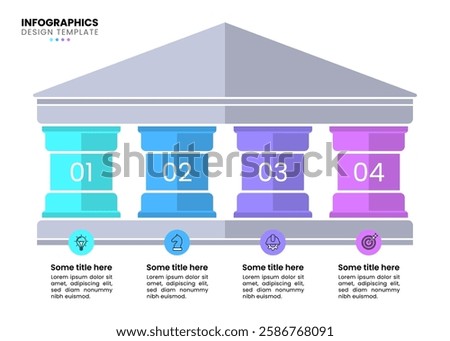 Infographic template with icons and 4 options or steps. Supporting pillars. Can be used for workflow layout, diagram, banner, webdesign. Vector illustration
