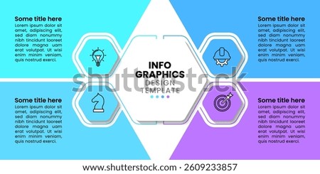 Infographic template with icons and 4 options or steps. Hexagon. Can be used for workflow layout, diagram, banner, webdesign. Vector illustration