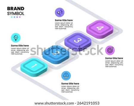 Infographic template with icons and 4 options or steps. Isometric line. Can be used for workflow layout, banner, diagram, webdesign. Vector illustration