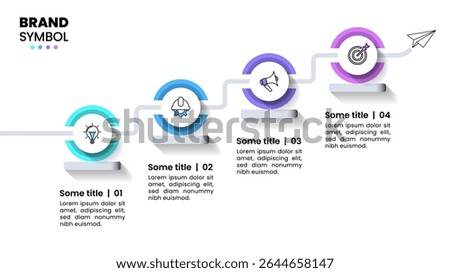 Infographic template with icons and 4 options or steps. Staircase. Can be used for workflow layout, banner, diagram, webdesign. Vector illustration