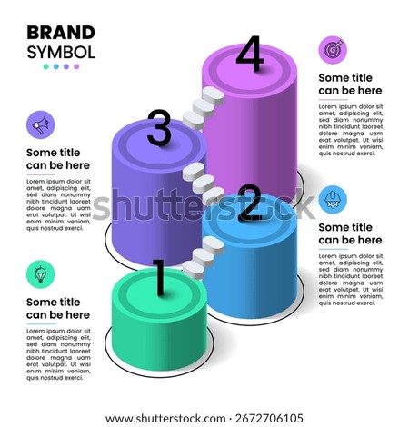 Infographic template with icons and 4 options or steps. Isometric columns. Can be used for workflow layout, diagram, banner, webdesign. Vector illustration