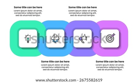 Infographic template with icons and 4 options or steps. Squares. Can be used for workflow layout, diagram, banner, webdesign. Vector illustration