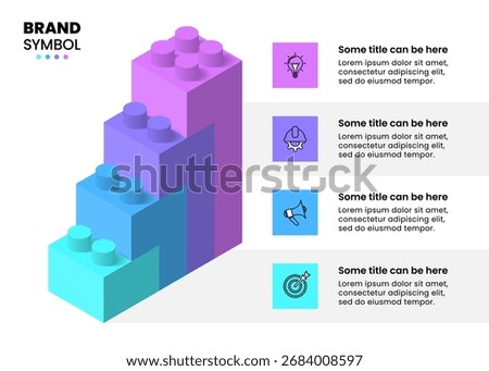 Infographic template with icons and 4 options or steps. Building blocks. Can be used for workflow layout, diagram, banner, webdesign. Vector illustration