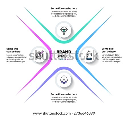 Infographic template with icons and 4 options or steps. Abstract cross. Can be used for workflow layout, diagram, banner, webdesign. Vector illustration