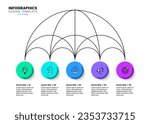 Infographic template with icons and 5 options or steps. Abstract Umbrella. Can be used for workflow layout, diagram, banner, webdesign. Vector illustration