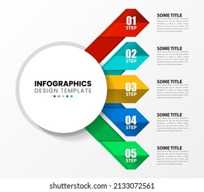 Infographic template with icons and 5 options or steps. Can be used for workflow layout, diagram, banner, webdesign. Vector illustration