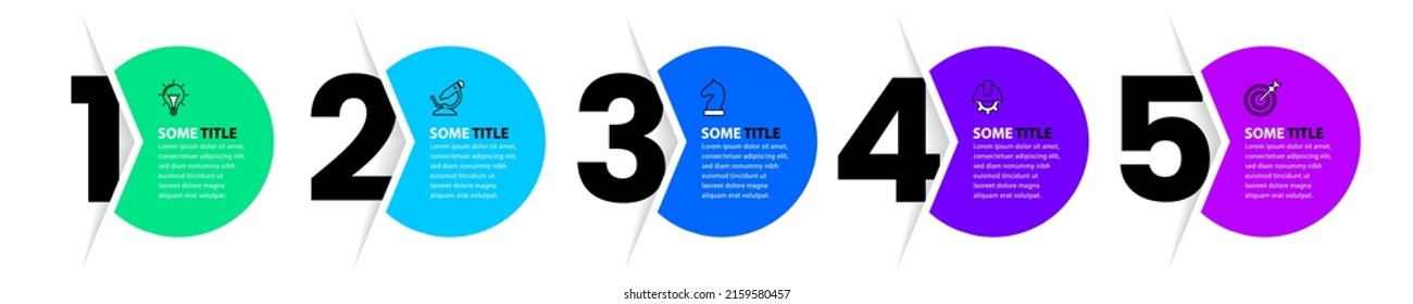 Infographic template with icons and 5 options or steps. Circles. Can be used for workflow layout, diagram, banner, webdesign. Vector illustration