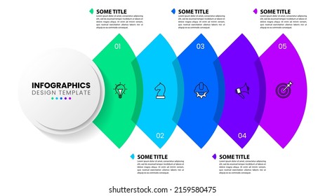 Infographic template with icons and 5 options or steps. Circle. Can be used for workflow layout, diagram, banner, webdesign. Vector illustration