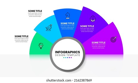 Infographic template with icons and 5 options or steps. Can be used for workflow layout, diagram, banner, webdesign. Vector illustration