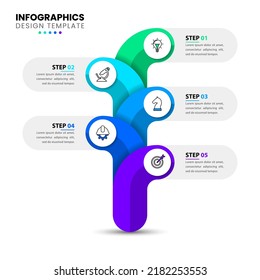 Infographic template with icons and 5 options or steps. Can be used for workflow layout, diagram, banner, webdesign. Vector illustration