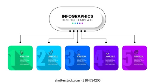 Infographic template with icons and 5 options or steps. Rectangles. Can be used for workflow layout, diagram, banner, webdesign. Vector illustration