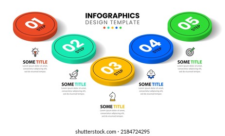 Infographic template with icons and 5 options or steps. Columns. Can be used for workflow layout, diagram, banner, webdesign. Vector illustration