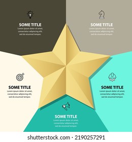 Infographic Template With Icons And 5 Options Or Steps. Star. Can Be Used For Workflow Layout, Diagram, Banner, Webdesign. Vector Illustration