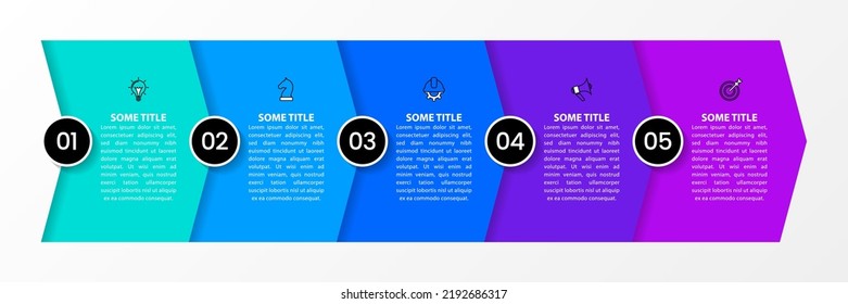 Infographic template with icons and 5 options or steps. Can be used for workflow layout, diagram, banner, webdesign. Vector illustration