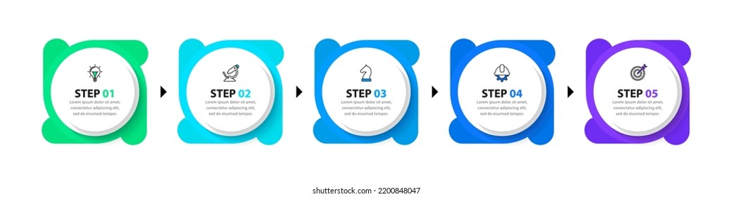 Infographic template with icons and 5 options or steps. Circles. Can be used for workflow layout, diagram, banner, webdesign. Vector illustration
