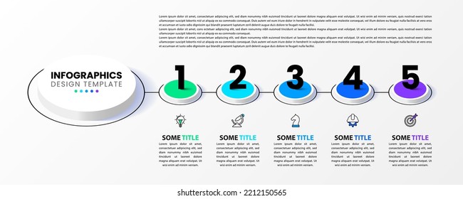 Infographic template with icons and 5 options or steps. Can be used for workflow layout, diagram, banner, webdesign. Vector illustration