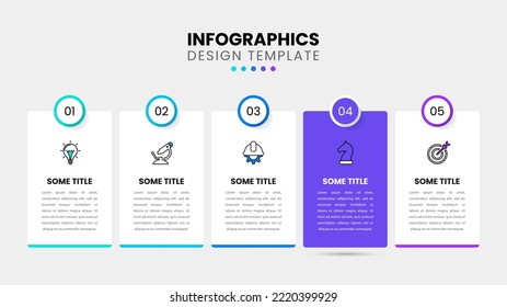 Infographic template with icons and 5 options or steps. Can be used for workflow layout, diagram, banner, webdesign. Vector illustration