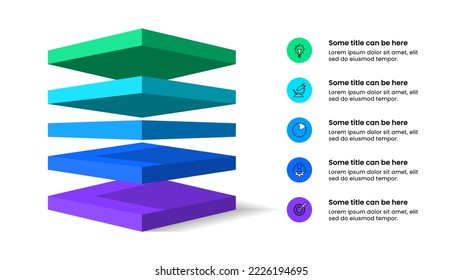 Infographic template with icons and 5 options or steps. Column. Can be used for workflow layout, diagram, banner, webdesign. Vector illustration