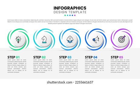 Infographic template with icons and 5 options or steps. Can be used for workflow layout, diagram, banner, webdesign. Vector illustration