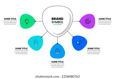 Infographic template with icons and 5 options or steps. Can be used for workflow layout, diagram, banner, webdesign. Vector illustration
