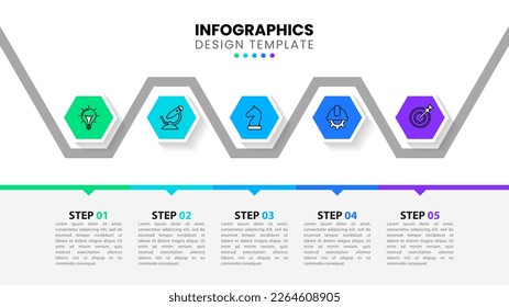 Infographic template with icons and 5 options or steps. Timeline. Can be used for workflow layout, diagram, banner, webdesign. Vector illustration