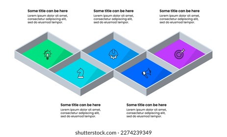 Infographic template with icons and 5 options or steps. Can be used for workflow layout, diagram, banner, webdesign. Vector illustration