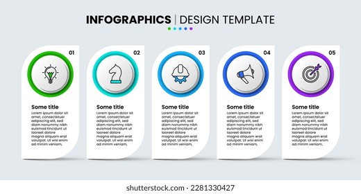 Infographic template with icons and 5 options or steps. Can be used for workflow layout, diagram, banner, webdesign. Vector illustration