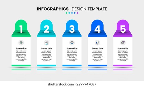 Infographic template with icons and 5 options or steps. Banners. Can be used for workflow layout, diagram, webdesign. Vector illustration