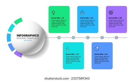 Infographic template with icons and 5 options or steps. Line. Can be used for workflow layout, diagram, banner, webdesign. Vector illustration