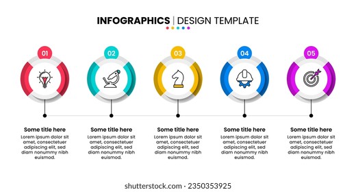 Infographic template with icons and 5 options or steps. Line. Can be used for workflow layout, diagram, banner, webdesign. Vector illustration