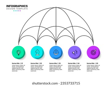 Infographic template with icons and 5 options or steps. Abstract Umbrella. Can be used for workflow layout, diagram, banner, webdesign. Vector illustration