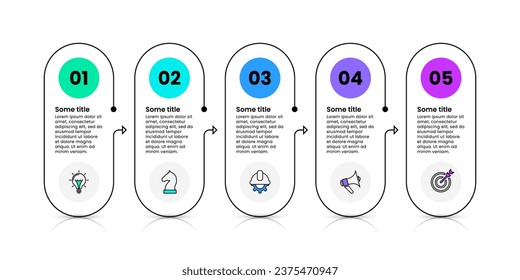 Infographic template with icons and 5 options or steps. Line art banners. Can be used for workflow layout, diagram, webdesign. Vector illustration