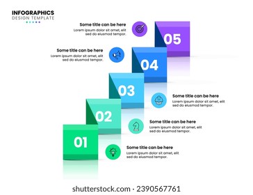 Infographic template with icons and 5 options or steps. Origami squares. Can be used for workflow layout, diagram, banner, webdesign. Vector illustration