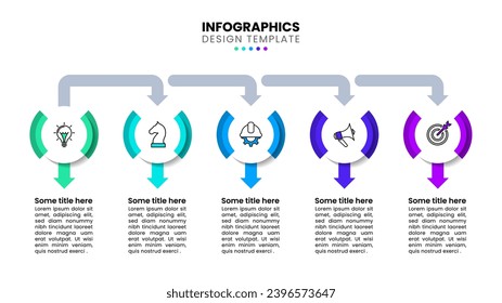 Infographic template with icons and 5 options or steps. Circles. Can be used for workflow layout, diagram, webdesign. Vector illustration