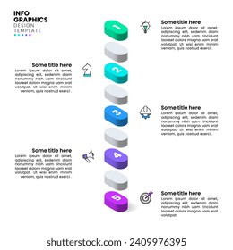 Infographic template with icons and 5 options or steps. Abstract staircase. Can be used for workflow layout, diagram, webdesign. Vector illustration