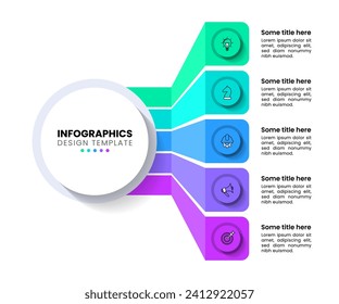 Infographic template with icons and 5 options or steps. Can be used for workflow layout, diagram, banner, webdesign. Vector illustration