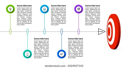 Infographic template with icons and 5 options or steps. Goal. Can be used for workflow layout, diagram, banner, webdesign. Vector illustration