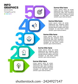 Infographic template with icons and 5 options or steps. Staircase. Can be used for workflow layout, diagram, banner, webdesign. Vector illustration