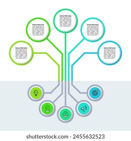 Infographic template with icons and 5 options or steps. Abstract tree. Can be used for workflow layout, diagram, banner, webdesign. Vector illustration