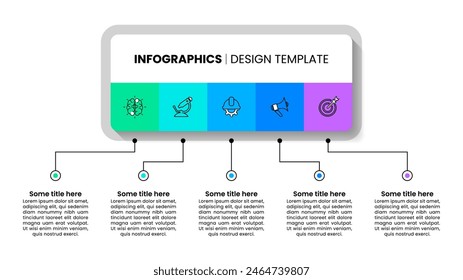 Infographic template with icons and 5 options or steps. Squares. Can be used for workflow layout, diagram, banner, webdesign. Vector illustration