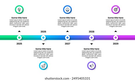 Infographic template with icons and 5 options or steps. Horizontal line. Can be used for workflow layout, diagram, banner, webdesign. Vector illustration