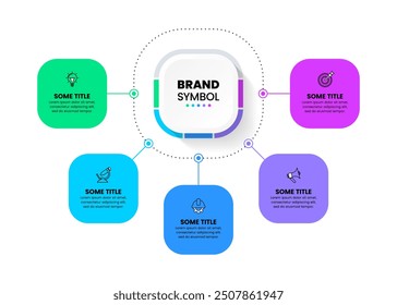 Infographic template with icons and 5 options or steps. Squares. Can be used for workflow layout, diagram, banner, webdesign. Vector illustration