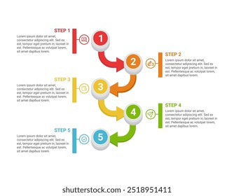 Infographic template with icons and 5 options or steps. Timeline. Can be used for workflow layout, diagram, banner, webdesign. Vector illustration