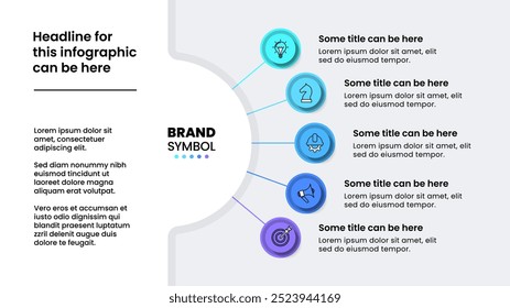 Infographic template with icons and 5 options or steps. Can be used for workflow layout, diagram, banner, webdesign. Vector illustration