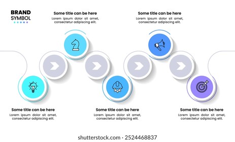 Infographic template with icons and 5 options or steps. Line. Can be used for workflow layout, diagram, banner, webdesign. Vector illustration