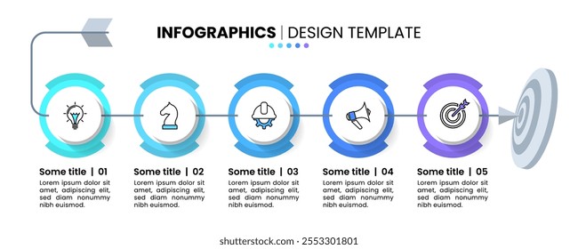 Infographic template with icons and 5 options or steps. Goal. Can be used for workflow layout, diagram, banner, webdesign. Vector illustration