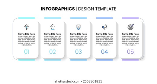 Infographic template with icons and 5 options or steps. Can be used for workflow layout, diagram, banner, webdesign. Vector illustration